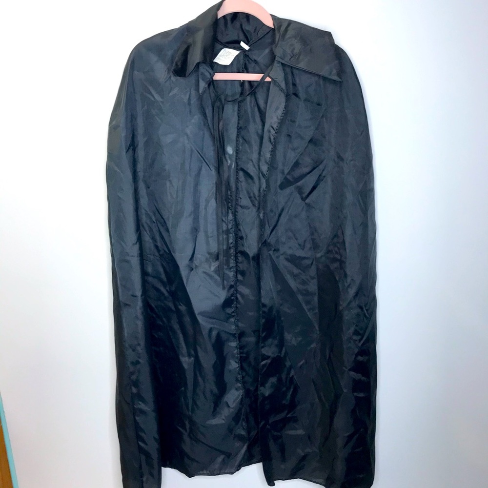 Black costume cape tie front collar size adult medium / large